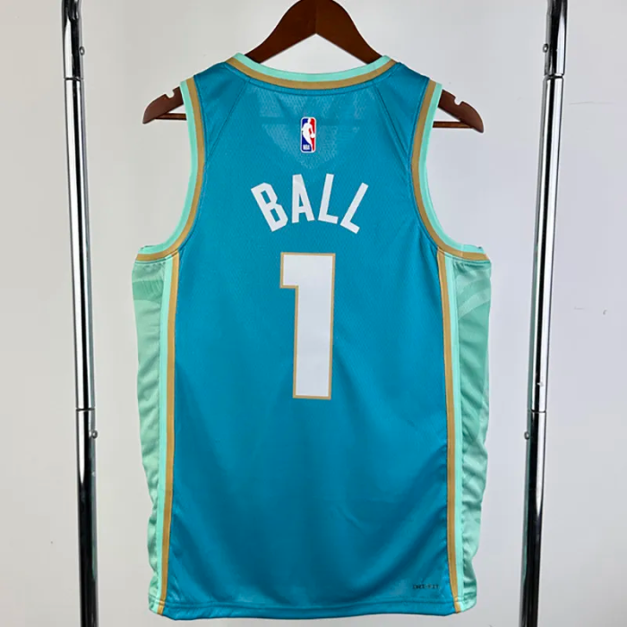 23-24 Hornets BALL #1 Blue City Edition Top Quality Hot Pressing NBA Jersey