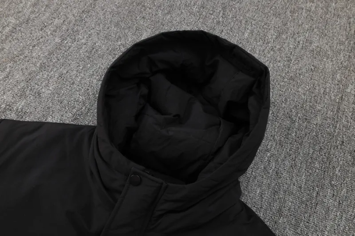 24-25 Black Hooded Windbreaker Fabric Cotton Coat 光板