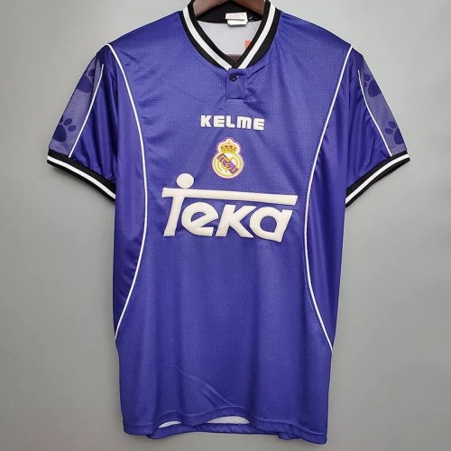 1997-1998 Real Madrid Away Blue Retro Soccer Jersey