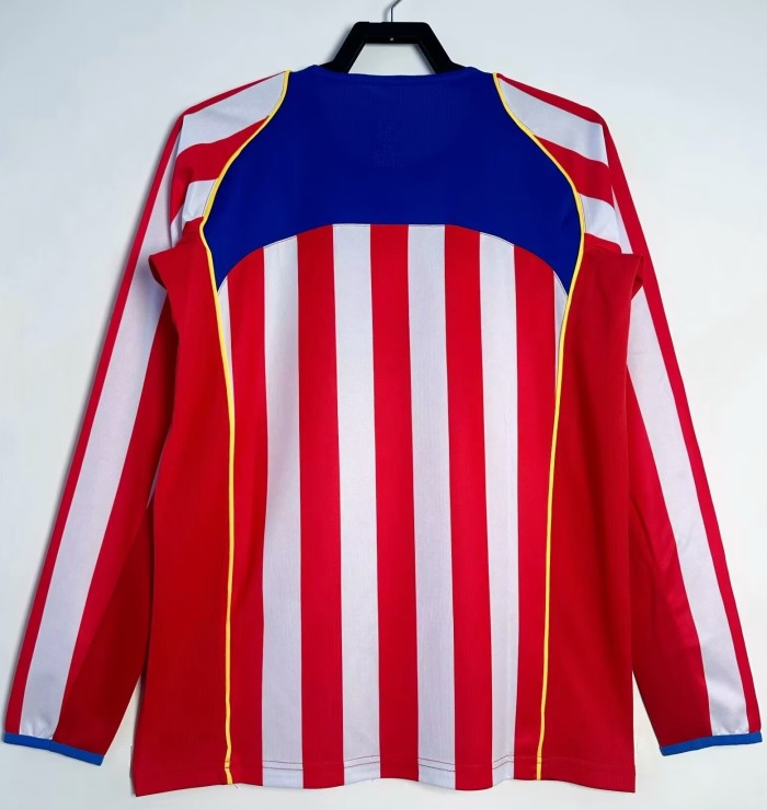 2004-2005 Atlético Madrid Home Long Sleeve Retro Soccer Jersey