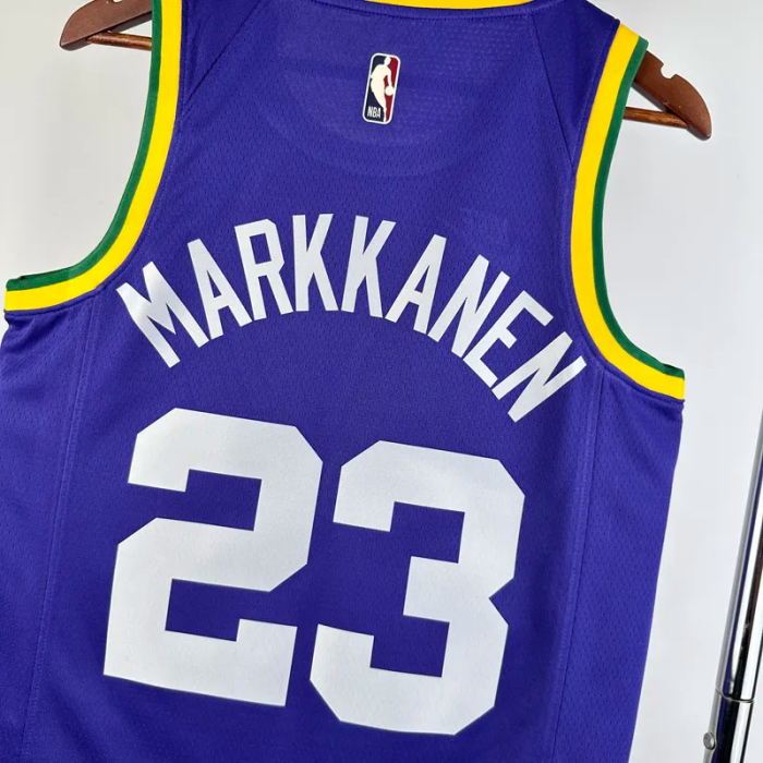 23-24 JAZZ MARKKANEN #23 purple Top Quality Top Quality Hot Pressing NBA Jersey (Retro Logo)