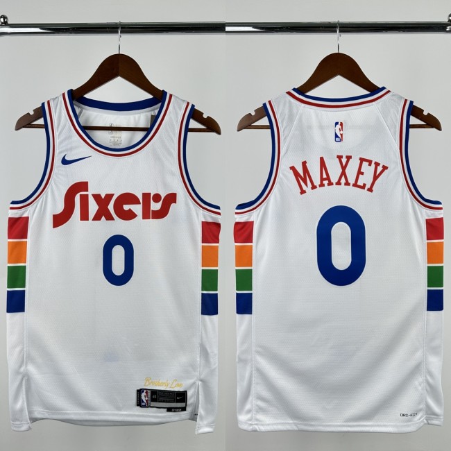 24-25 76ERS MAXEY #0 White City Edition Top Quality Hot Pressing NBA Jersey