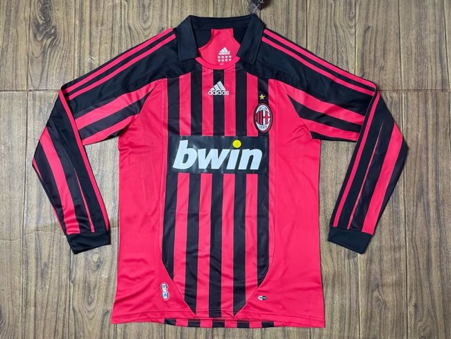 2007-2008 AC Milan Home Long sleeves Retro Soccer Jersey