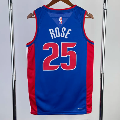 22-23 Pistons ROSE #25 Blue Top Quality Hot Pressing NBA Jersey(V领)