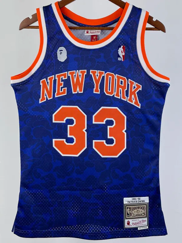 2023 Knicks & BAPE #33 Blue Top Quality Hot Pressing NBA Jersey