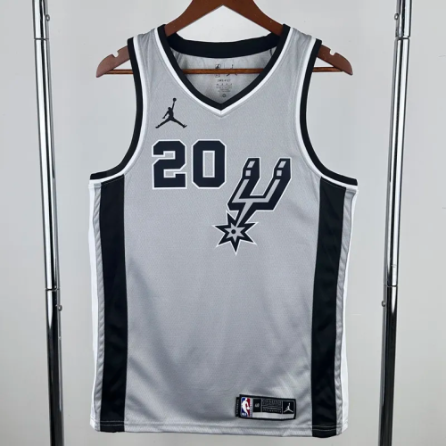 20-21 SA Spurs GINOBILI #20 Grey Top Quality Hot Pressing NBA Jersey (Trapeze Edition)