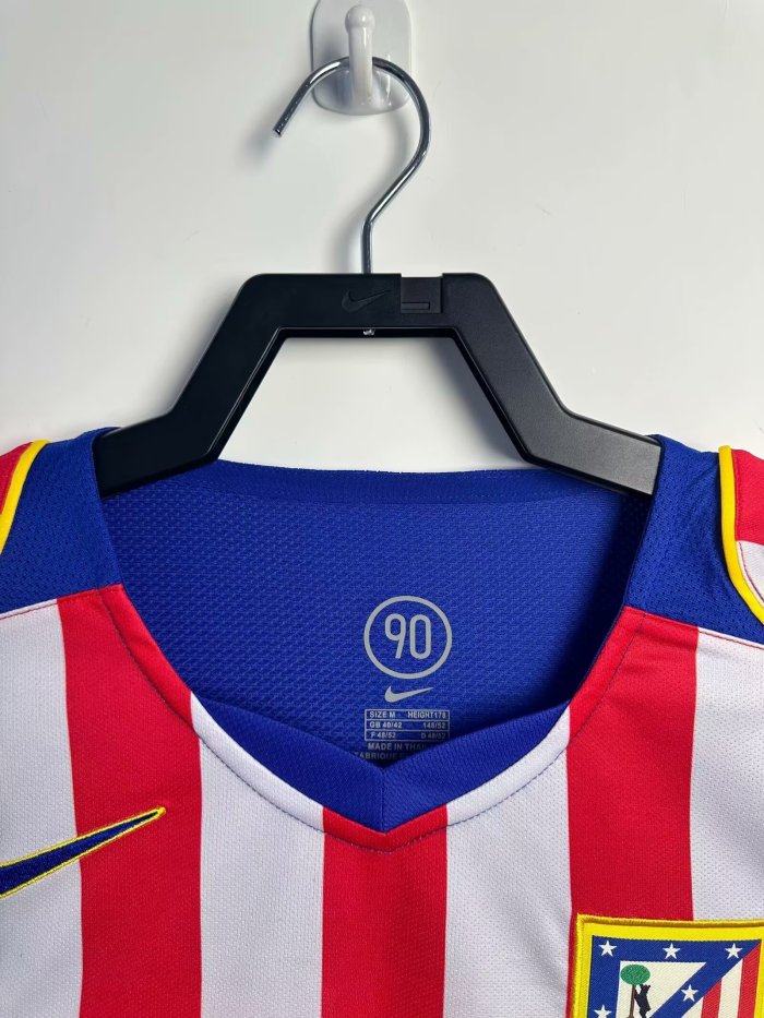 2004-2005 Atlético Madrid Home Long Sleeve Retro Soccer Jersey