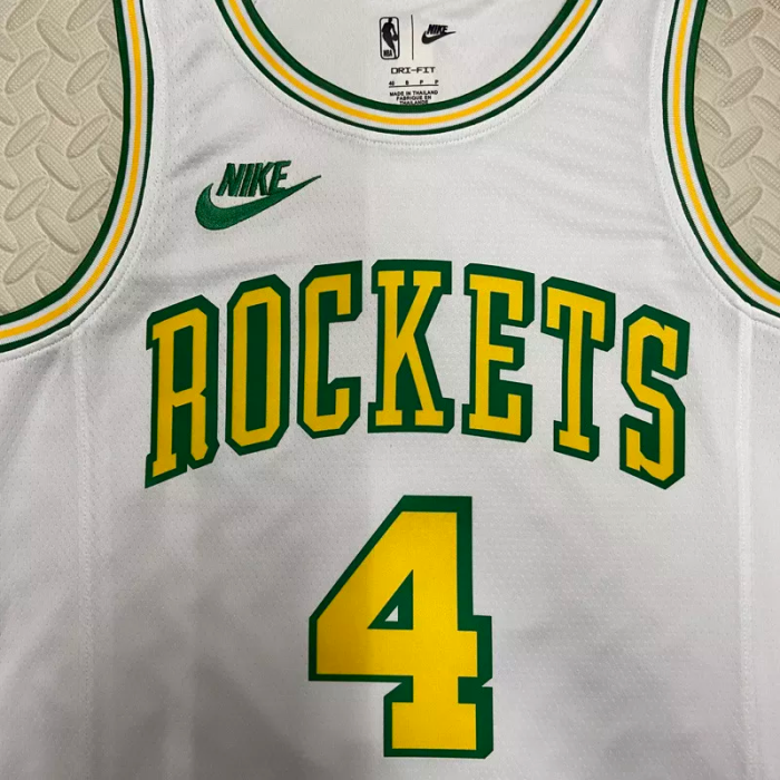 22-23 ROCKETS GREEN #4 White Top Quality Hot Pressing NBA Jersey (Retro Logo)