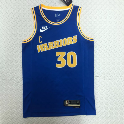 22-23 WARRIORS CURRY #30 Blue Top Quality Hot Pressing NBA Jersey (Retro Logo)