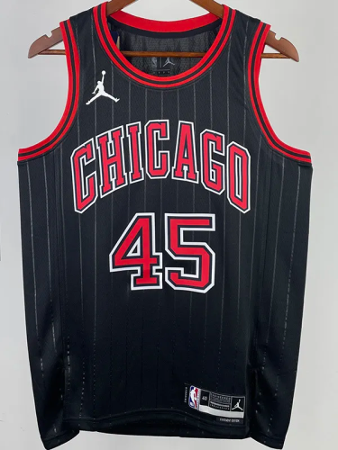 22-23 BULLS JORDAN #45 Black Top Quality Hot Pressing NBA Jersey (Trapeze Edition)