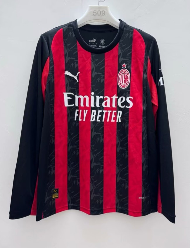 25-26 AC Milan Home Long Sleeve Soccer Jersey (长袖)