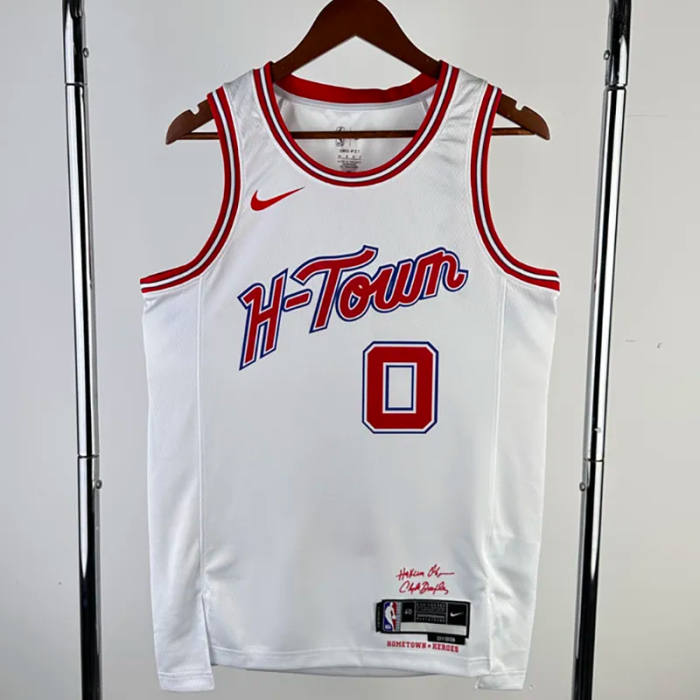 23-24 ROCKETS WESTBROOK #0 White City Edition Home Top Quality Hot Pressing NBA Jersey