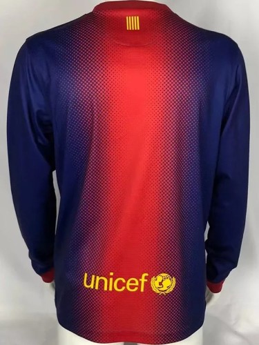2012-2013 Barcelona Home Long Sleeve Retro Soccer Jersey