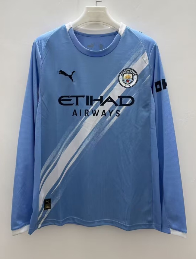 25-26 Manchester City Home Long Sleeves Fans Soccer Jersey