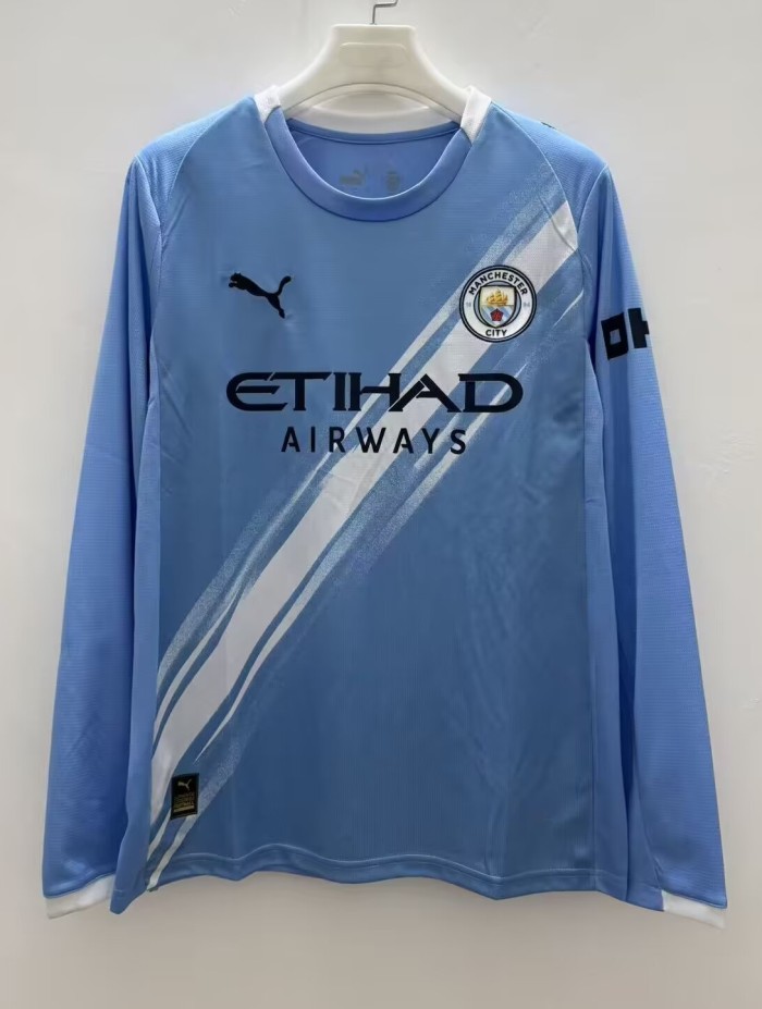 25-26 Manchester City Home Long Sleeves Fans Soccer Jersey
