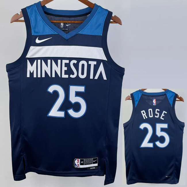 22-23 Timberwolves ROSE #25 Blue Top Quality Hot Pressing NBA Jersey