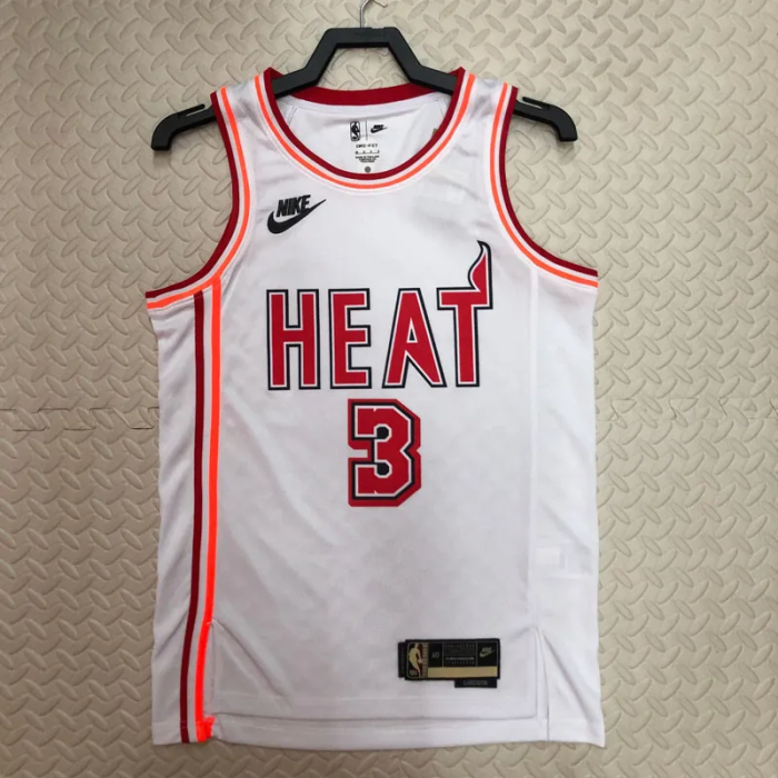 22-23 Heat WADE #3 White Top Quality Hot Pressing NBA Jersey (Retro Logo)