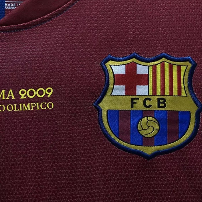 2008-2009 Barcelona Home Retro Long Sleeve Soccer Jersey (UCL版有决赛字)