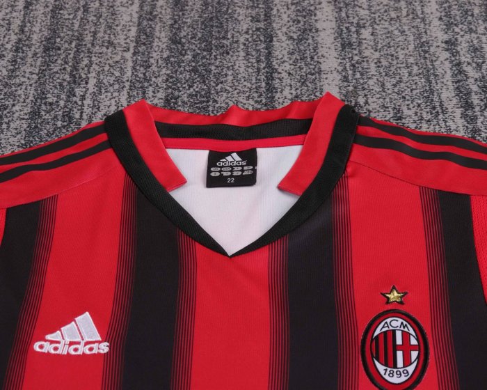 2004-2005 AC Milan Home Retro Kids Soccer Jersey