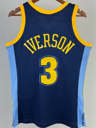 2006-07 Nuggets IVERSON #3 Royal Blue Retro Top Quality Hot Pressing NBA Jersey