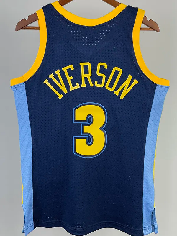 2006-07 Nuggets IVERSON #3 Royal Blue Retro Top Quality Hot Pressing NBA Jersey