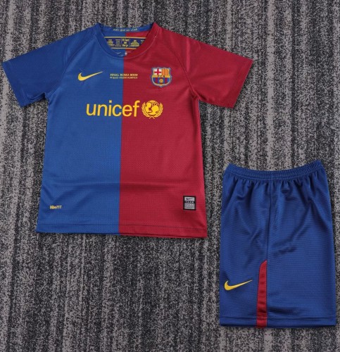 2008-2009 Barcelona Home UCL Edition Retro Kids Soccer Jersey