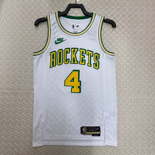 22-23 ROCKETS GREEN #4 White Top Quality Hot Pressing NBA Jersey (Retro Logo)