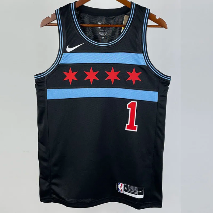 2019 BULLS ROSE #1 Black City Edition Top Quality Hot Pressing NBA Retro Jersey