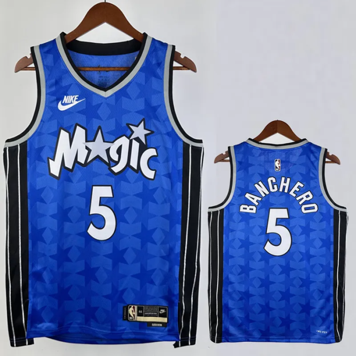 23-24 Magic BAANCHERO #5 Dark Blue Top Quality Hot Pressing NBA Jersey (Retro Logo)(V领)