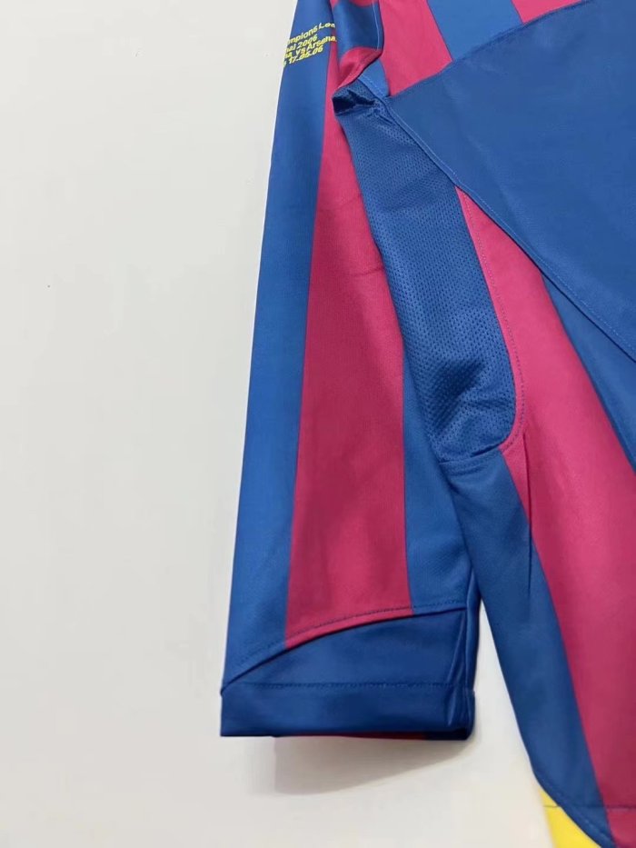 2005-2006 Barcelona Home UCL Retro Long Sleeve Soccer Jersey