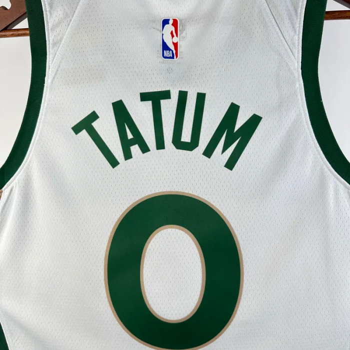 23-24 CELTICS TATUM #0 White City Edition Home Top Quality Hot Pressing NBA Jersey