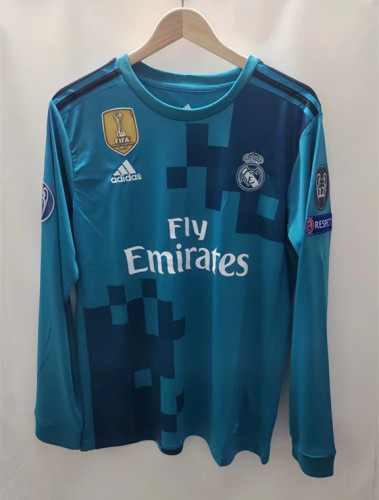2017-2018 Real Madrid Third Long Sleeve Retro Soccer Jersey