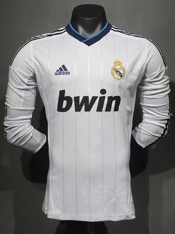 2012-2013 Real Madrid Home Player Version  Long Sleeve Retro Soccer Jersey 长袖球员