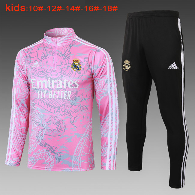 23-24 Real Madrid High Quality Kids Half Pull Tracksuit