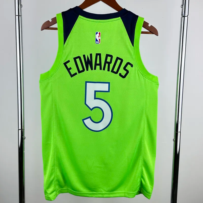 TIMBERWOLVES EDWARDS #5 Fluorescent green Top Quality Hot Pressing NBA Jersey (Trapeze Edition)