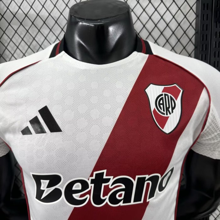 25-26 River Plate Home Player Version Soccer Jersey*带广告