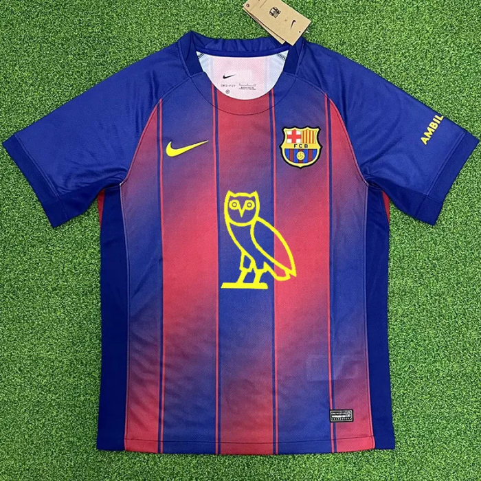 25-26 Barcelona Home Print Personalized AD Fans Soccer Jersey*印胸前广告