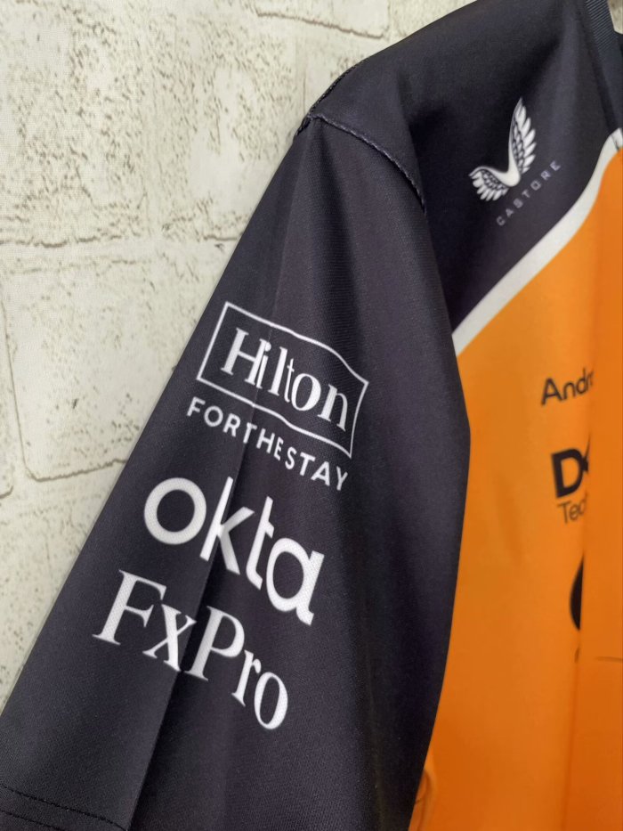 2025  F1 McLaren New Pattern Short Sleeve Racing Suit（圆领，胸前橙，背后4号）