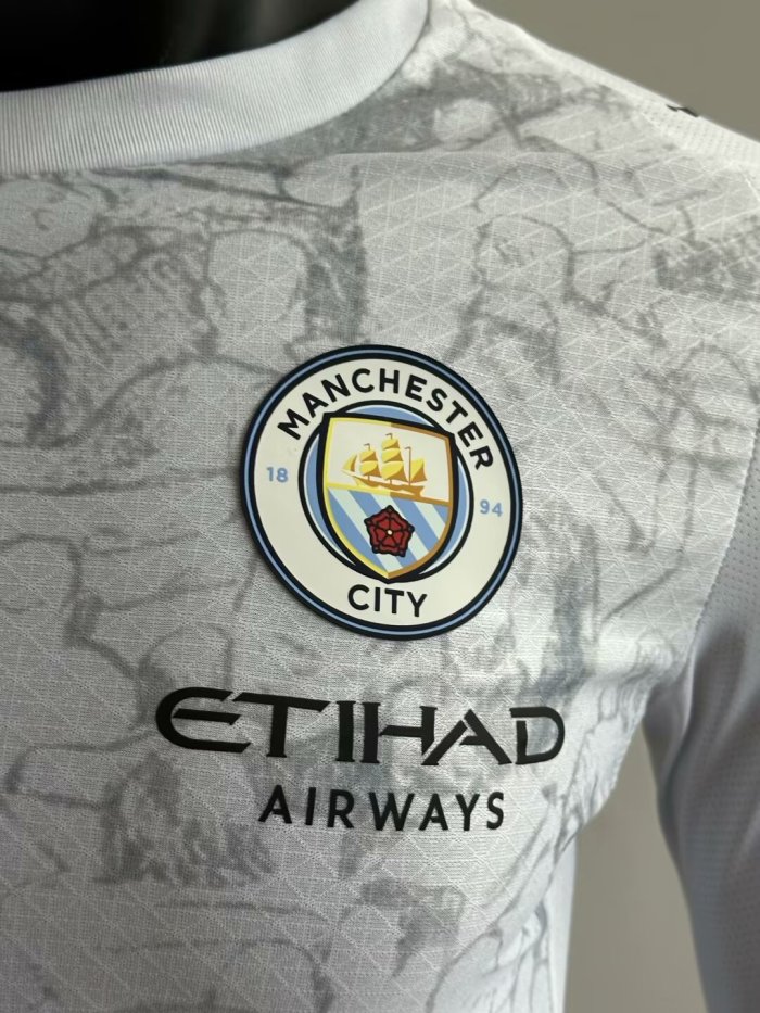 25-26 Manchester City Away Long Sleeves Player Version Soccer Jersey