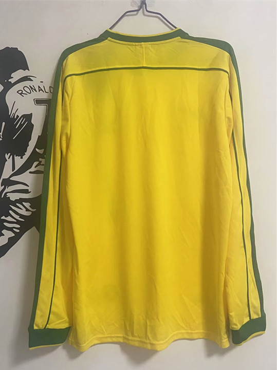 1998 Brazil Home Long sleeves Retro Soccer Jersey 