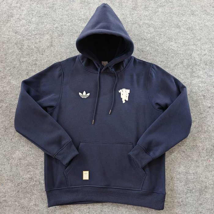 2024 Manchester United Dark blue Fleece Hoodie