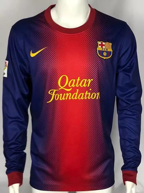2012-2013 Barcelona Home Long Sleeve Retro Soccer Jersey