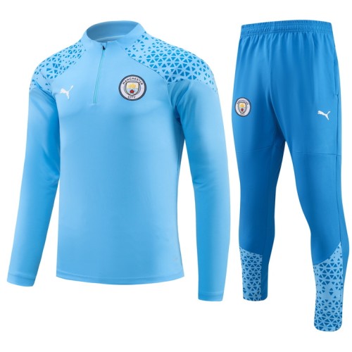 23-24 Manchester City High Quality Kids Half Pull Tracksuit