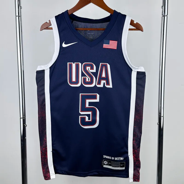 2024 Olympic Game USA EDWARDS # 5 Dark Blue Basketball Jersey