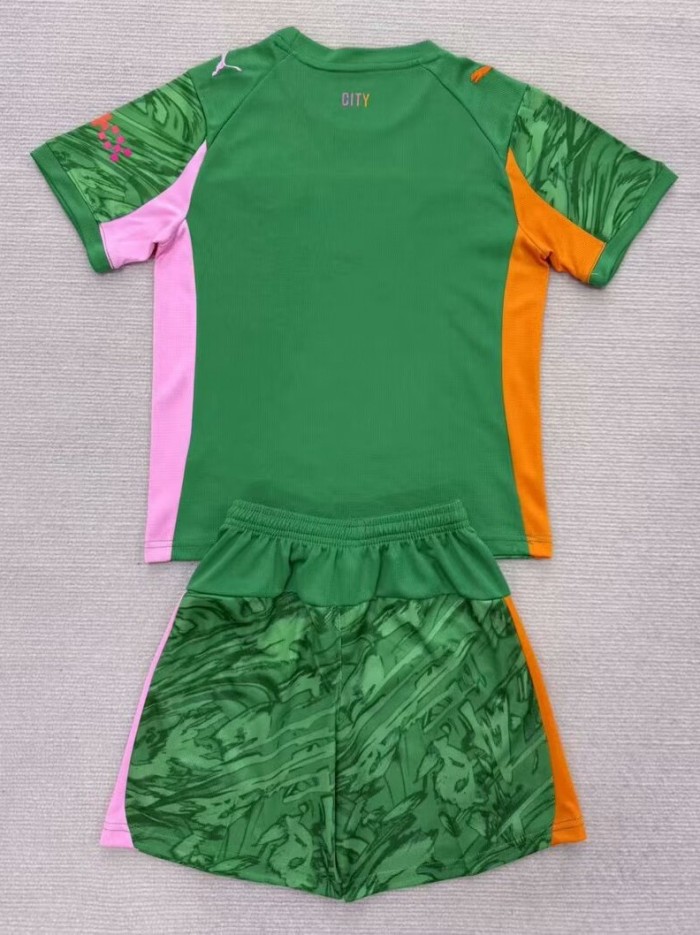 25-26 Manchester City Goalkeeper Kids Soccer Jersey