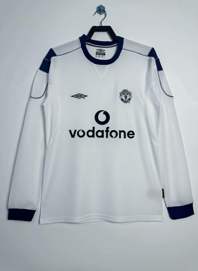 2000-2001 Manchester United  Away Long sleeves Retro Soccer Jersey