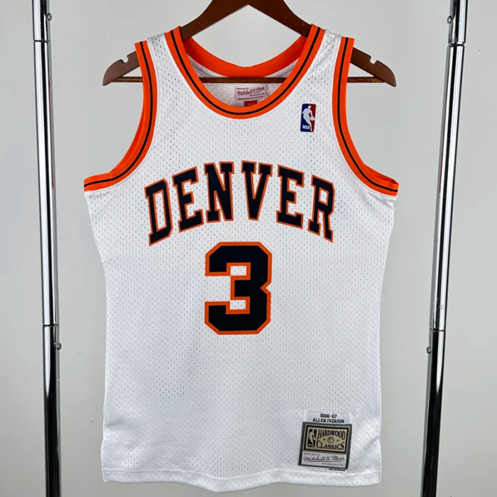 2006-07 Nuggets IVERSON #3 White Retro Top Quality Hot Pressing NBA Jersey