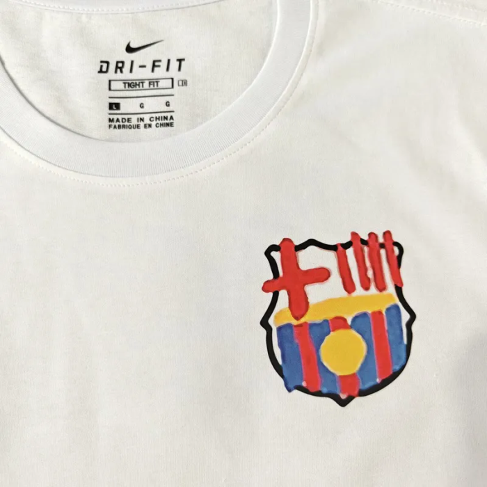 25-26 Barcelona White High Quality Casual T-Shirt #圆领涂鸦