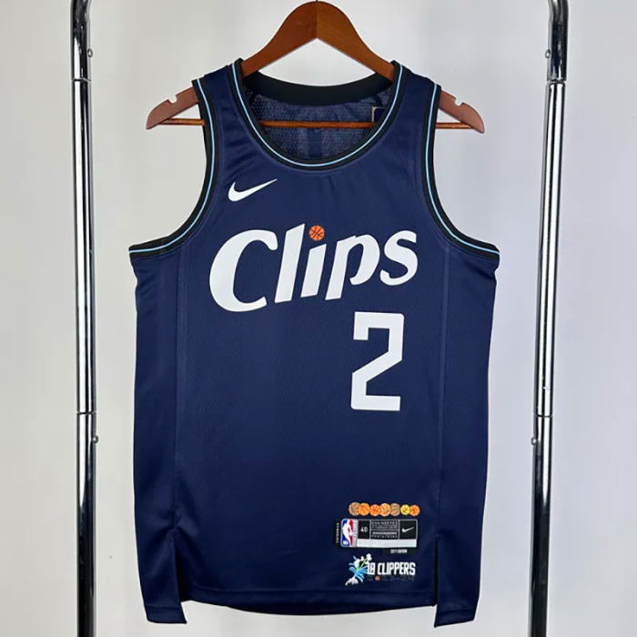 23-24 CLIPPERS LEONARD #2 Dark blue City Edition Top Quality Hot Pressing NBA Jersey