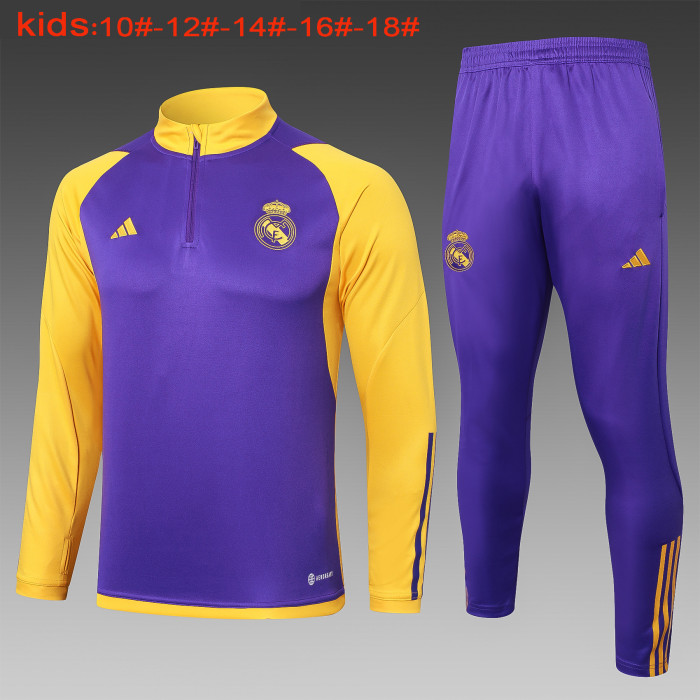 23-24 Real Madrid High Quality Kids Half Pull Tracksuit